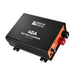 Rich Solar 40A 12V DC to DC multi-stage battery charger for off-grid overland vehicles, showcasing the top branding and angled perspective of the robust black and orange housing.