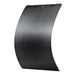 Side perspective view showing the aerodynamic curved flexibility of the lightweight Rich Solar MEGA 200W solar panel.
