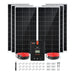 Complete Rich Solar 1200W 24V solar kit symmetrical product display with 60A MPPT controller, fanned solar panels, and full installation accessories.