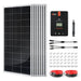 Product bundle for Rich Solar RS-K1660 1600W solar kit with eight monocrystalline panels, 60A MPPT controller, inline fuse holder, cables, and hardware.