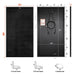 Technical schematic and dimensional blueprint for the all-black Rich Solar MEGA 100W solar panel (RS-M100B) detailing frame cross-sections and installation holes.