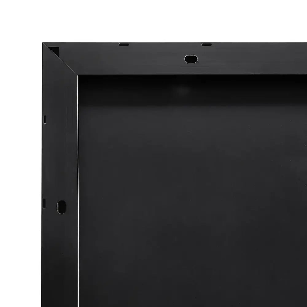 Close-up of the rear black anodized aluminum frame corner and pre-drilled mounting holes on a Rich Solar RS-M100B panel.