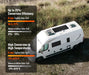 Infographic comparing N-type TopCon solar cell performance vs standard monocrystalline cells, highlighting up to 25% conversion efficiency and high-temperature performance over an overhead view of a white camper van.