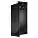 Front and back view of the all-black Rich Solar Mega 100 Slim Onyx 100W solar panel showing the sleek grid and junction box.