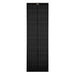 Direct front view of a vertical Rich Solar Mega 100 Slim Onyx 100W monocrystalline solar panel with distinct vertical grid lines.