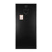 Back view of the all-black Rich Solar MEGA 200W solar panel showing the junction box and wiring.