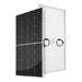 Front and back studio product view of the Rich Solar MEGA 250 PRO 24V solar panel model featuring a silver aluminum frame and white backsheet.