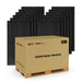 Volume distribution pallet box holding a 12-piece package of Rich Solar all-black 335W solar panels.