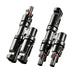 Rich Solar T2 parallel solar panel branch connectors for combining PV solar panel arrays.