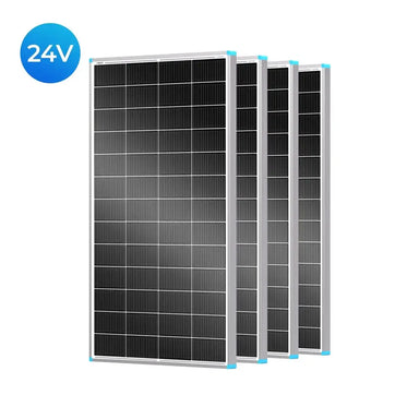 Renogy 175W N-Type 24V Monocrystalline Solar Panels 4-Pack product group shot against a clean white background.