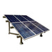 Six solar panels installed on an AIMS Power ground mount racking system, shown at a tilted angle with aluminum rails and support legs for outdoor solar array setup.
