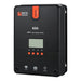 Close-up of a Rich Solar 60A MPPT solar charge controller in black and orange, featuring an LCD screen and navigation buttons.