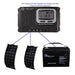 AIMS Power 30A 12/24V solar charge controller diagram showing solar panels connected to a 12V battery, LCD screen reading 13.3V, and text “Solar Charge Controller Regulates the Voltage and Safely Charges the Battery Using Solar.”