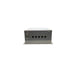 Bottom view of AIMS Power MPPT solar charge controller showing on/off switch, round input and output ports, gray housing, and mounting feet.
