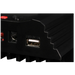 Macro view of USB 5V 1A output port on black AIMS Power solar charge controller, beside ribbed heat sink fins and terminal connections for solar battery systems.