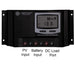 AIMS Power 30A solar charge controller front panel labeled PV Input, Battery Input, and DC Load Port, with LCD voltage screen and six screw terminal connections for solar installation.