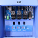 Open terminal compartment of AIMS Power 40 amp MPPT solar charge controller with labeled solar input, battery, DC load, BTS and RS485 ports for off-grid photovoltaic systems.