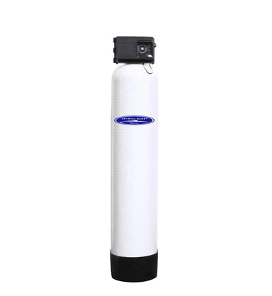 Crystal Quest SMART GAC Commercial Filtration System compact white tank with black valve assembly.