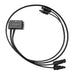 Full cable layout of AIMS Power 11A waterproof solar charge controller with long black solar panel and battery leads, plug-in connectors, and compact black controller module for off-grid solar systems.