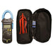 AIMS Power clamp meter kit with test leads, battery, and carrying case for electrical diagnostics.