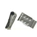AIMS Power PV cable clamp set showing galvanized metal clips for securing solar panel wiring to module frames, with rolled edges and punched locking tabs.