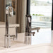 Chrome AlkaViva Delphi H2 ionizer faucet installed beside kitchen faucet