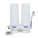 Crystal Quest Double White Polypropylene Arsenic Countertop Water Filter System with dual housing and faucet attachment.