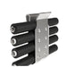 PV cable clamp installed on a solar panel frame, holding multiple black photovoltaic cables neatly against the aluminum rail for clean wire management.