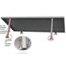 Diagram of AIMS Power adjustable tilt solar panel mounting system installed under a framed panel, showing retractable support arms labeled 26 inches fully extended and 15 3/8 inches completely retracted.