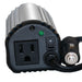 AIMS Power 120W can-size inverter with AC outlet, power switch, indicator light, and 12V adapter plug.