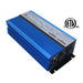 AIMS Power 1000W pure sine inverter with blue ribbed metal case, dual AC output outlets, USB port, mounting brackets, and ETL Listed UL458 certification logo.