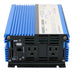 AIMS Power 600W pure sine inverter front AC output panel with dual outlets, USB port, remote jack, and power indicators.