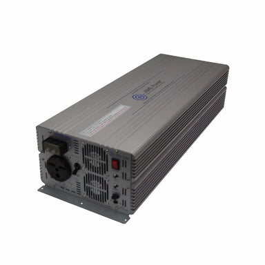 AIMS 7000W 24V 240V industrial inverter with AC outlet, power switch, protection controls, and heavy-duty aluminum housing.