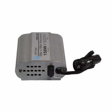 AIMS Power 150W modified sine inverter with 12V DC plug, vented aluminum housing, and built-in fuse.
