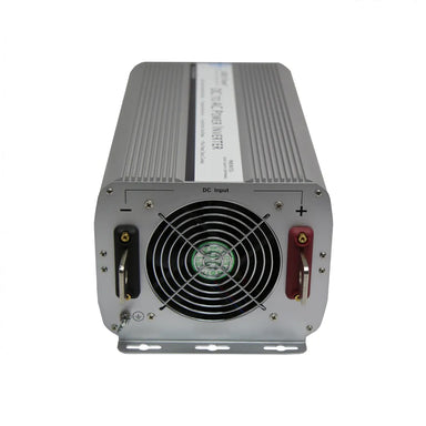 AIMS Power 5000W 12V to 240V inverter with cooling fan, DC input terminals, and rugged aluminum case.