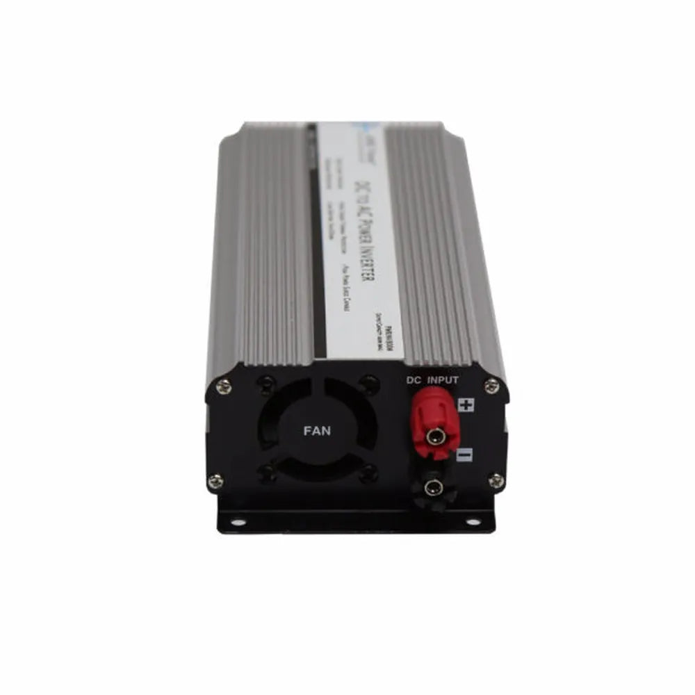 AIMS Power 800W modified sine inverter rear view with fan, positive and negative DC input terminals
