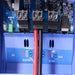 Interior wiring close-up of AIMS Power 40A MPPT solar controller showing terminal blocks, red and black battery cables, solar input, DC load, BTS, and RS485 connection labels.