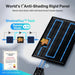 Renogy ShadowFlux rigid solar panel utilizing 28 bypass diodes for cell-level smart shade bypass to prevent power shutdown from debris like leaves.