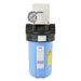 Single canister Crystal Quest SMART Compact Whole House Water Filter featuring a wall-mount bracket and integrated pressure gauge.