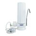 Crystal Quest Single White SMART Countertop Water Filter with durable polypropylene housing and adjustable chrome faucet.