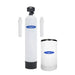 Crystal Quest single-tank Nitrate Whole House Water Filtration System in white fiberglass with brine tank and high-flow filters.