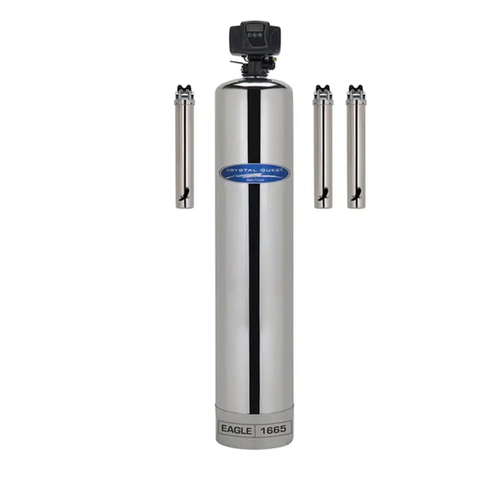 Crystal Quest Eagle 1665 Stainless Steel Standalone Whole House Water Filtration System for 1,000,000 gallons of clean home water.
