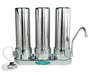 Crystal Quest Triple Stainless Steel Ceramic Countertop Water Filter System with three-stage heavy-duty filtration.