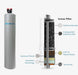 Cross-section diagram of the AlkaViva UltraHome Ionizer Filter detailing its multi-stage media layers including BioStone GAC, KDF 55, and Tourmaline next to the filtration tank.