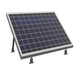 AIMS Power universal solar panel mount supporting a framed photovoltaic panel at an angled tilt, with four adjustable aluminum mounting brackets for off-grid solar panel installation.