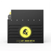Lion Energy UT 3500 BT-H 280Ah lithium iron phosphate battery front view, black high-capacity battery with yellow lion logo branding on a light gray studio background